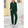 imagePRETTYGARDEN Womens Jumpsuits Fall Long Sleeve Rompers One Piece Outfits For Women 2024 Button up Lounge WearDark Green