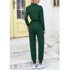 imagePRETTYGARDEN Womens Jumpsuits Fall Long Sleeve Rompers One Piece Outfits For Women 2024 Button up Lounge WearDark Green