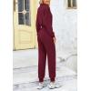 imagePRETTYGARDEN Womens Jumpsuits Fall Long Sleeve Rompers One Piece Outfits For Women 2024 Button up Lounge WearDark Wine Red