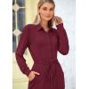 imagePRETTYGARDEN Womens Jumpsuits Fall Long Sleeve Rompers One Piece Outfits For Women 2024 Button up Lounge WearDark Wine Red