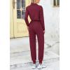 imagePRETTYGARDEN Womens Jumpsuits Fall Long Sleeve Rompers One Piece Outfits For Women 2024 Button up Lounge WearDark Wine Red