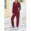 imagePRETTYGARDEN Womens Jumpsuits Fall Long Sleeve Rompers One Piece Outfits For Women 2024 Button up Lounge WearDark Wine Red