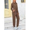 imagePRETTYGARDEN Womens Jumpsuits Fall Long Sleeve Rompers One Piece Outfits For Women 2024 Button up Lounge WearKhaki