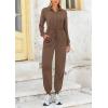 imagePRETTYGARDEN Womens Jumpsuits Fall Long Sleeve Rompers One Piece Outfits For Women 2024 Button up Lounge WearKhaki
