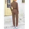 imagePRETTYGARDEN Womens Jumpsuits Fall Long Sleeve Rompers One Piece Outfits For Women 2024 Button up Lounge WearKhaki