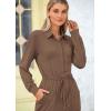 imagePRETTYGARDEN Womens Jumpsuits Fall Long Sleeve Rompers One Piece Outfits For Women 2024 Button up Lounge WearKhaki