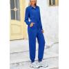 imagePRETTYGARDEN Womens Jumpsuits Fall Long Sleeve Rompers One Piece Outfits For Women 2024 Button up Lounge WearRoyal Blue