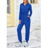 imagePRETTYGARDEN Womens Jumpsuits Fall Long Sleeve Rompers One Piece Outfits For Women 2024 Button up Lounge WearRoyal Blue