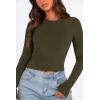 imagePRETTYGARDEN Womens Long Sleeve Crop Tops Y2K Spring Fall Fashion Clothes Basic Slim Fit Tee Shirts BlouseArmy Green