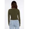 imagePRETTYGARDEN Womens Long Sleeve Crop Tops Y2K Spring Fall Fashion Clothes Basic Slim Fit Tee Shirts BlouseArmy Green