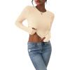 imagePRETTYGARDEN Womens Long Sleeve Crop Tops Y2K Spring Fall Fashion Clothes Basic Slim Fit Tee Shirts BlouseBeige