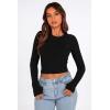 imagePRETTYGARDEN Womens Long Sleeve Crop Tops Y2K Spring Fall Fashion Clothes Basic Slim Fit Tee Shirts BlouseBlack
