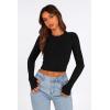 imagePRETTYGARDEN Womens Long Sleeve Crop Tops Y2K Spring Fall Fashion Clothes Basic Slim Fit Tee Shirts BlouseBlack