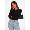 imagePRETTYGARDEN Womens Long Sleeve Crop Tops Y2K Spring Fall Fashion Clothes Basic Slim Fit Tee Shirts BlouseBlack