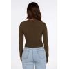 imagePRETTYGARDEN Womens Long Sleeve Crop Tops Y2K Spring Fall Fashion Clothes Basic Slim Fit Tee Shirts BlouseDark Brown