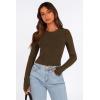 imagePRETTYGARDEN Womens Long Sleeve Crop Tops Y2K Spring Fall Fashion Clothes Basic Slim Fit Tee Shirts BlouseDark Brown