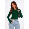 imagePRETTYGARDEN Womens Long Sleeve Crop Tops Y2K Spring Fall Fashion Clothes Basic Slim Fit Tee Shirts BlouseGreen