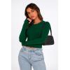 imagePRETTYGARDEN Womens Long Sleeve Crop Tops Y2K Spring Fall Fashion Clothes Basic Slim Fit Tee Shirts BlouseGreen