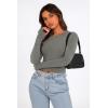 imagePRETTYGARDEN Womens Long Sleeve Crop Tops Y2K Spring Fall Fashion Clothes Basic Slim Fit Tee Shirts BlouseGrey