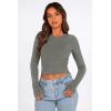 imagePRETTYGARDEN Womens Long Sleeve Crop Tops Y2K Spring Fall Fashion Clothes Basic Slim Fit Tee Shirts BlouseGrey