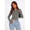 imagePRETTYGARDEN Womens Long Sleeve Crop Tops Y2K Spring Fall Fashion Clothes Basic Slim Fit Tee Shirts BlouseGrey