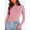 imagePRETTYGARDEN Womens Long Sleeve Crop Tops Y2K Spring Fall Fashion Clothes Basic Slim Fit Tee Shirts BlousePink