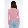 imagePRETTYGARDEN Womens Long Sleeve Crop Tops Y2K Spring Fall Fashion Clothes Basic Slim Fit Tee Shirts BlousePink