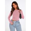 imagePRETTYGARDEN Womens Long Sleeve Crop Tops Y2K Spring Fall Fashion Clothes Basic Slim Fit Tee Shirts BlousePink