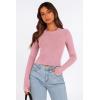 imagePRETTYGARDEN Womens Long Sleeve Crop Tops Y2K Spring Fall Fashion Clothes Basic Slim Fit Tee Shirts BlousePink