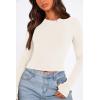 imagePRETTYGARDEN Womens Long Sleeve Crop Tops Y2K Spring Fall Fashion Clothes Basic Slim Fit Tee Shirts BlouseWhite