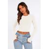 imagePRETTYGARDEN Womens Long Sleeve Crop Tops Y2K Spring Fall Fashion Clothes Basic Slim Fit Tee Shirts BlouseWhite