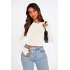 imagePRETTYGARDEN Womens Long Sleeve Crop Tops Y2K Spring Fall Fashion Clothes Basic Slim Fit Tee Shirts BlouseWhite