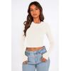 imagePRETTYGARDEN Womens Long Sleeve Crop Tops Y2K Spring Fall Fashion Clothes Basic Slim Fit Tee Shirts BlouseWhite