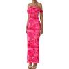 imagePRETTYGARDEN Womens Ruched Bodycon Maxi Dress 2025 Summer Off Shoulder Floral Mesh Cocktail Party Fitted DressesPink Floral