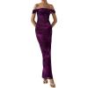 imagePRETTYGARDEN Womens Ruched Bodycon Maxi Dress 2025 Summer Off Shoulder Floral Mesh Cocktail Party Fitted DressesPurple Floral