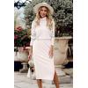 imagePRETTYGARDEN Womens Spring 2 Piece Matching Outfits Long Sleeve Turtleneck Ribbed Top and Midi Skirt Dress SetsWhite