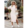 imagePRETTYGARDEN Womens Spring 2 Piece Matching Outfits Long Sleeve Turtleneck Ribbed Top and Midi Skirt Dress SetsWhite