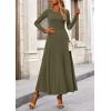 imagePRETTYGARDEN Womens Spring 2 Piece Outfits Dressy Casual Ribbed Knit Long Sleeve Crop Tops Maxi Flowy Skirts Matching SetsArmy Green