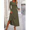 imagePRETTYGARDEN Womens Spring 2 Piece Outfits Dressy Casual Ribbed Knit Long Sleeve Crop Tops Maxi Flowy Skirts Matching SetsArmy Green