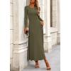 imagePRETTYGARDEN Womens Spring 2 Piece Outfits Dressy Casual Ribbed Knit Long Sleeve Crop Tops Maxi Flowy Skirts Matching SetsArmy Green
