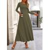 imagePRETTYGARDEN Womens Spring 2 Piece Outfits Dressy Casual Ribbed Knit Long Sleeve Crop Tops Maxi Flowy Skirts Matching SetsArmy Green
