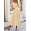 imagePRETTYGARDEN Womens Spring 2 Piece Outfits Dressy Casual Ribbed Knit Long Sleeve Crop Tops Maxi Flowy Skirts Matching SetsBeige