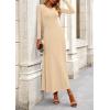 imagePRETTYGARDEN Womens Spring 2 Piece Outfits Dressy Casual Ribbed Knit Long Sleeve Crop Tops Maxi Flowy Skirts Matching SetsBeige