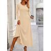imagePRETTYGARDEN Womens Spring 2 Piece Outfits Dressy Casual Ribbed Knit Long Sleeve Crop Tops Maxi Flowy Skirts Matching SetsBeige