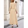imagePRETTYGARDEN Womens Spring 2 Piece Outfits Dressy Casual Ribbed Knit Long Sleeve Crop Tops Maxi Flowy Skirts Matching SetsBeige