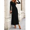 imagePRETTYGARDEN Womens Spring 2 Piece Outfits Dressy Casual Ribbed Knit Long Sleeve Crop Tops Maxi Flowy Skirts Matching SetsBlack