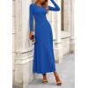 imagePRETTYGARDEN Womens Spring 2 Piece Outfits Dressy Casual Ribbed Knit Long Sleeve Crop Tops Maxi Flowy Skirts Matching SetsBlue