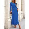 imagePRETTYGARDEN Womens Spring 2 Piece Outfits Dressy Casual Ribbed Knit Long Sleeve Crop Tops Maxi Flowy Skirts Matching SetsBlue