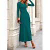 imagePRETTYGARDEN Womens Spring 2 Piece Outfits Dressy Casual Ribbed Knit Long Sleeve Crop Tops Maxi Flowy Skirts Matching SetsBlue Green