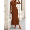 imagePRETTYGARDEN Womens Spring 2 Piece Outfits Dressy Casual Ribbed Knit Long Sleeve Crop Tops Maxi Flowy Skirts Matching SetsBrown